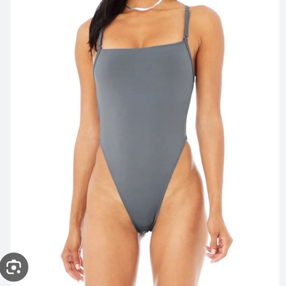 Alo Yoga Thrillseeker Steel Grey Bodysuit